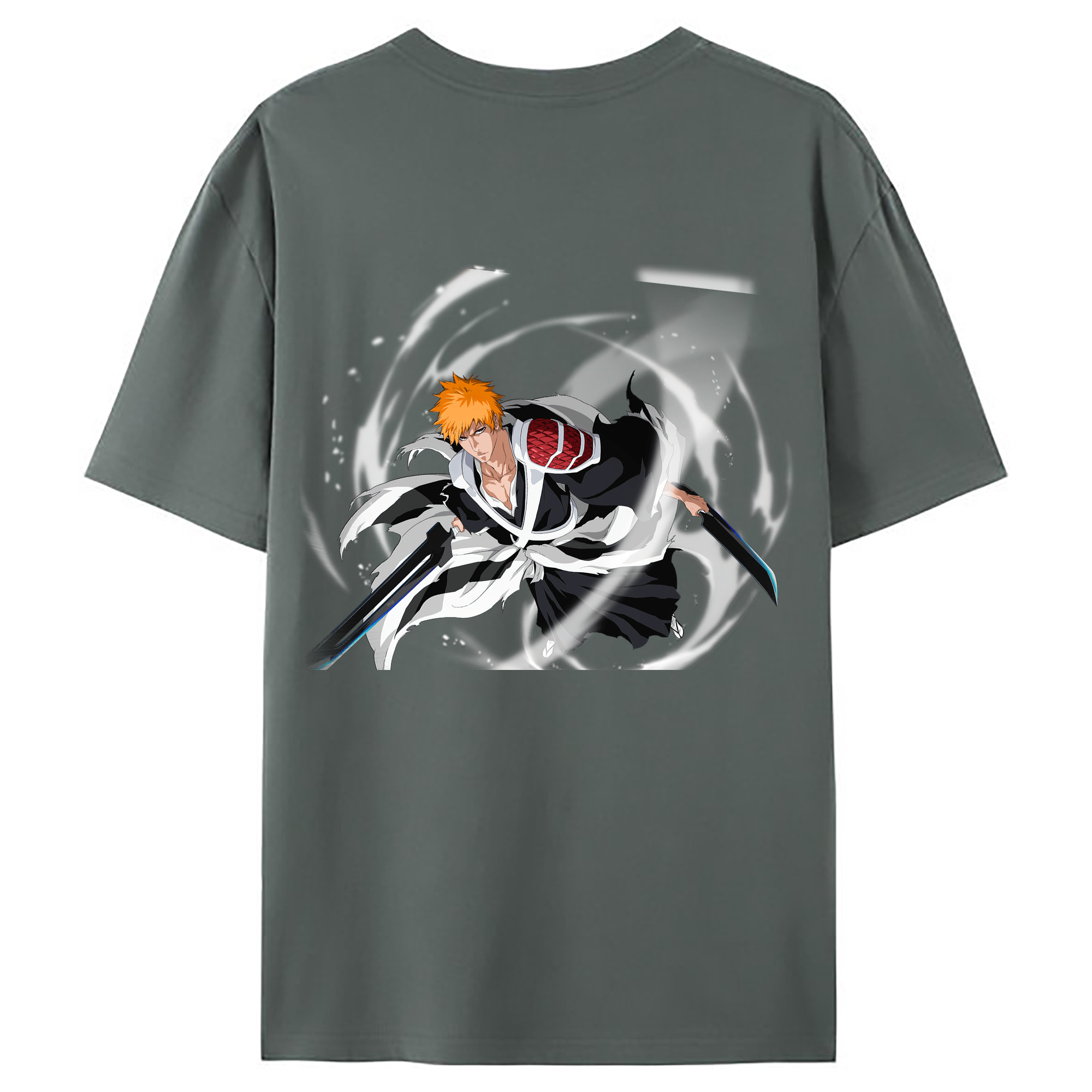 （画像用） ブリーチ 黒崎一護（くろさき いちご）BLEACH Kurosaki Ichigo 綿100％ メンズ半袖Tシャツ（バックプリント） 通気性